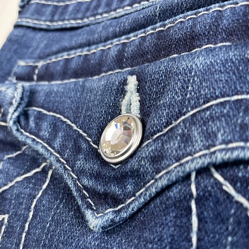 True Religion Sophie Denim Capri Low Rise Size 29 Cuffed Bermuda Button Stone - Picture 10 of 16